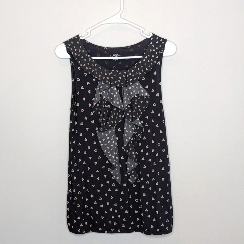 Loft Sleeveless Ruffle Tank Top Shirt S